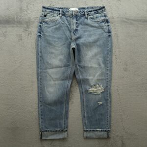 KanCan Jeans Junior's 13/30 Blue High-Rise Cuffed Ankle 27" Inseam Distressed